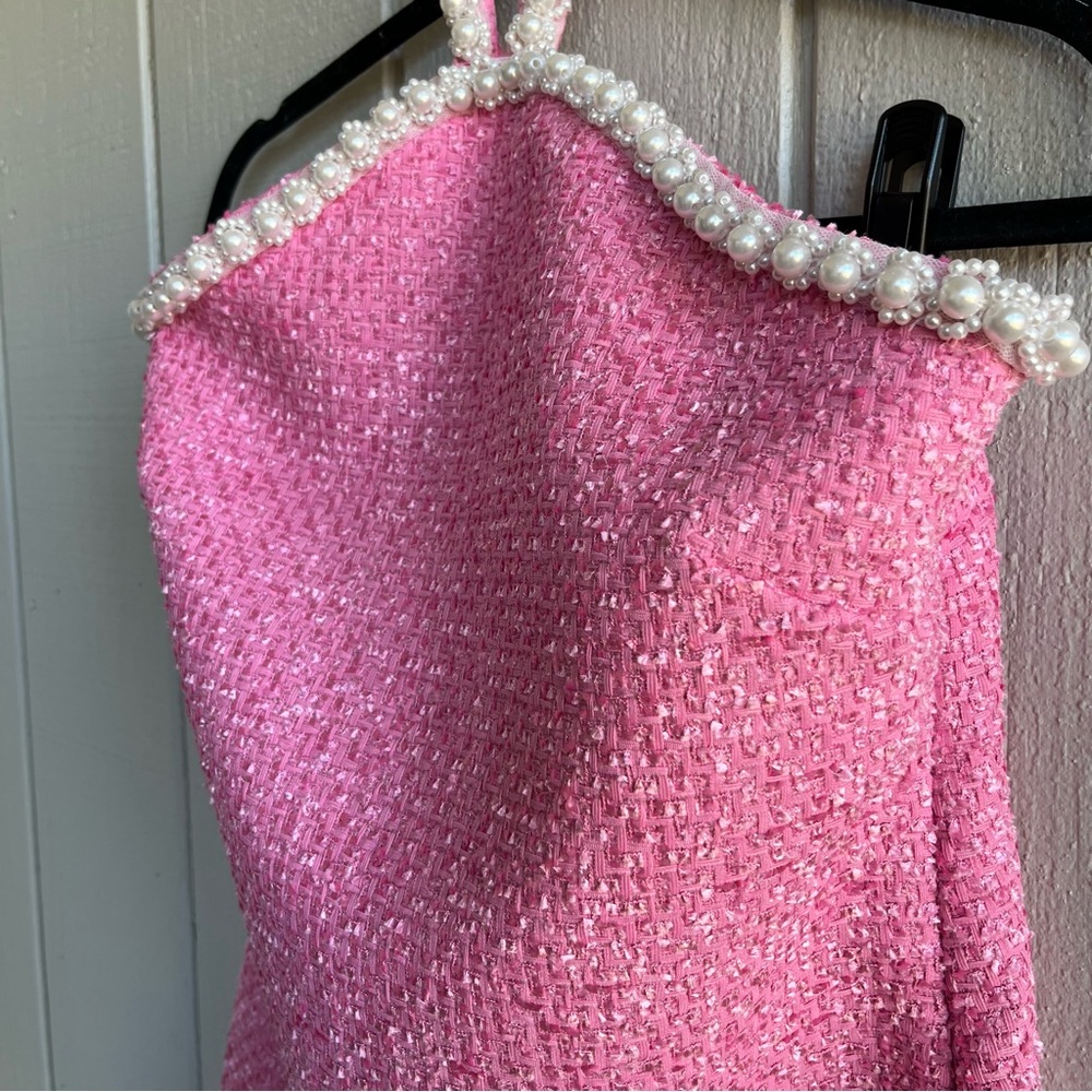Tuckernuck Hyacinth House Pink Tweed & Pearl Petra Mini Dress Size S - Picture 4 of 13